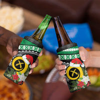 Vanuatu Pig's Tusk Meri Krismas! 4 in 1 Can Cooler Tumbler Vanuatuan Sand Drawing Pattern - Polynesian Pride