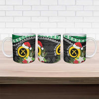 Vanuatu Pig's Tusk Meri Krismas! Ceramic Mug Vanuatuan Sand Drawing Pattern - Polynesian Pride