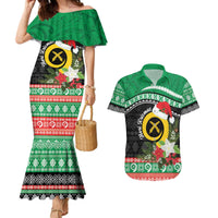 Vanuatu Pig's Tusk Meri Krismas! Couples Matching Mermaid Dress and Hawaiian Shirt Vanuatuan Sand Drawing Pattern - Polynesian Pride