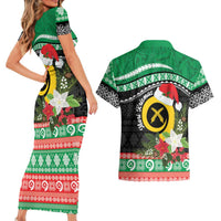 Vanuatu Pig's Tusk Meri Krismas! Couples Matching Short Sleeve Bodycon Dress and Hawaiian Shirt Vanuatuan Sand Drawing Pattern LT9 - Polynesian Pride