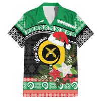 Vanuatu Pig's Tusk Meri Krismas! Family Matching Off The Shoulder Long Sleeve Dress and Hawaiian Shirt Vanuatuan Sand Drawing Pattern LT9 Dad's Shirt - Short Sleeve Green - Polynesian Pride