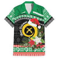 Vanuatu Pig's Tusk Meri Krismas! Family Matching Off Shoulder Short Dress and Hawaiian Shirt Vanuatuan Sand Drawing Pattern LT9 Dad's Shirt - Short Sleeve Green - Polynesian Pride