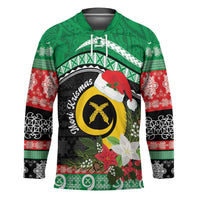 Vanuatu Pig's Tusk Meri Krismas! Hockey Jersey Vanuatuan Sand Drawing Pattern - Polynesian Pride