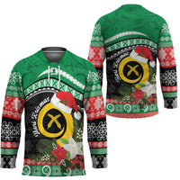 Vanuatu Pig's Tusk Meri Krismas! Hockey Jersey Vanuatuan Sand Drawing Pattern - Polynesian Pride