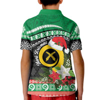 Vanuatu Pig's Tusk Meri Krismas! Kid Polo Shirt Vanuatuan Sand Drawing Pattern - Polynesian Pride