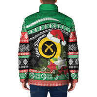 Vanuatu Pig's Tusk Meri Krismas! Padded Jacket Vanuatuan Sand Drawing Pattern - Polynesian Pride