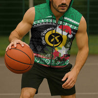 Vanuatu Pig's Tusk Meri Krismas! Sleeveless Zip Hoodie Vanuatuan Sand Drawing Pattern - Polynesian Pride