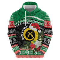 Vanuatu Pig's Tusk Meri Krismas! Zip Hoodie Vanuatuan Sand Drawing Pattern - Polynesian Pride