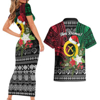 Vanuatu Pig's Tusk Meri Krismas! Couples Matching Short Sleeve Bodycon Dress and Hawaiian Shirt Vanuatuan Ancient Art Spirit LT9 - Polynesian Pride