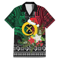 Vanuatu Pig's Tusk Meri Krismas! Family Matching Mermaid Dress and Hawaiian Shirt Vanuatuan Ancient Art Spirit LT9 Dad's Shirt - Short Sleeve Black - Polynesian Pride