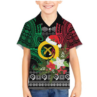 Vanuatu Pig's Tusk Meri Krismas! Family Matching Mermaid Dress and Hawaiian Shirt Vanuatuan Ancient Art Spirit LT9 Son's Shirt Black - Polynesian Pride
