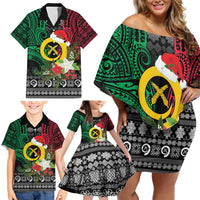 Vanuatu Pig's Tusk Meri Krismas! Family Matching Off Shoulder Short Dress and Hawaiian Shirt Vanuatuan Ancient Art Spirit - Polynesian Pride