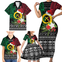 Vanuatu Pig's Tusk Meri Krismas! Family Matching Short Sleeve Bodycon Dress and Hawaiian Shirt Vanuatuan Ancient Art Spirit LT9 - Polynesian Pride