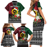 Vanuatu Pig's Tusk Meri Krismas! Family Matching Short Sleeve Bodycon Dress and Hawaiian Shirt Vanuatuan Ancient Art Spirit LT9 - Polynesian Pride