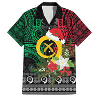 Vanuatu Pig's Tusk Meri Krismas! Family Matching Short Sleeve Bodycon Dress and Hawaiian Shirt Vanuatuan Ancient Art Spirit LT9 Dad's Shirt - Short Sleeve Black - Polynesian Pride