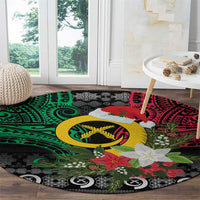 Vanuatu Pig's Tusk Meri Krismas! Round Carpet Vanuatuan Ancient Art Spirit - Polynesian Pride