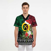 Vanuatu Pig's Tusk Meri Krismas! Scrub Top Vanuatuan Ancient Art Spirit - Polynesian Pride