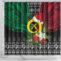 Vanuatu Pig's Tusk Meri Krismas! Shower Curtain Vanuatuan Ancient Art Spirit - Polynesian Pride