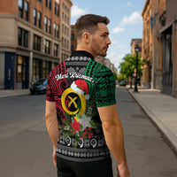 Vanuatu Pig's Tusk Meri Krismas! Zipper Polo Shirt Vanuatuan Ancient Art Spirit - Polynesian Pride