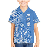 Kosrae Constitution Day Personalised Family Matching Mermaid Dress and Hawaiian Shirt Kusaie Hook Tattoo Special Polynesian Pattern LT9 Son's Shirt Blue - Polynesian Pride