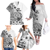 Ia Orana Tahiti Personalised Family Matching Off Shoulder Long Sleeve Dress and Hawaiian Shirt French Polynesia Hook Tattoo Special White Color LT9