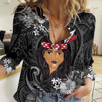 New Zealand Custom Women's Day Women Casual Shirt Maori Girl Feathers of Hope - Black LT9 Female Black - Polynesian Pride