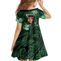 New Zealand Custom Women's Day Family Matching Summer Maxi Dress and Hawaiian Shirt Maori Girl Feathers of Hope - Green LT9 - Polynesian Pride