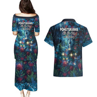 New Zealand Matariki Pohutukawa Couples Matching Puletasi and Hawaiian Shirt Te Mauri te Ora LT9 - Polynesian Pride