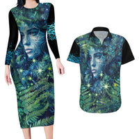 New Zealand Matariki Tupuanuku Couples Matching Long Sleeve Bodycon Dress and Hawaiian Shirt Te W o te Hauhake LT9 Art - Polynesian Pride