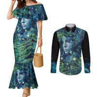 New Zealand Matariki Tupuanuku Couples Matching Mermaid Dress and Long Sleeve Button Shirt Te W o te Hauhake LT9 Art - Polynesian Pride