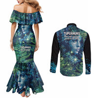 New Zealand Matariki Tupuanuku Couples Matching Mermaid Dress and Long Sleeve Button Shirt Te W o te Hauhake LT9 - Polynesian Pride