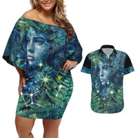 New Zealand Matariki Tupuanuku Couples Matching Off Shoulder Short Dress and Hawaiian Shirt Te W o te Hauhake LT9 Art - Polynesian Pride