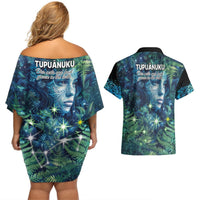 New Zealand Matariki Tupuanuku Couples Matching Off Shoulder Short Dress and Hawaiian Shirt Te W o te Hauhake LT9 - Polynesian Pride