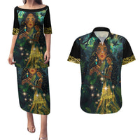 New Zealand Matariki Couples Matching Puletasi and Hawaiian Shirt Rongo Mori Wellbeing and Good Luck LT9 Art - Polynesian Pride