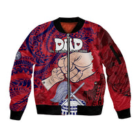 Dads Day American Samoa Sleeve Zip Bomber Jacket Dad Ou Te Alofa Ia Te Oe Tama - Polynesian Flowers Tribal LT9 Unisex Red - Polynesian Pride