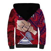 Personalised Dads Day American Samoa Sherpa Hoodie Dad Ou Te Alofa Ia Te Oe Tama - Polynesian Flowers Tribal LT9 - Polynesian Pride