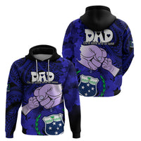 Dads Day Samoa Hoodie Dad Ou Te Alofa Ia Te Oe Tama Blue Polynesian Flowers Tribal LT9 - Polynesian Pride
