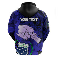Custom Dads Day Samoa Hoodie Dad Ou Te Alofa Ia Te Oe Tama Blue Polynesian Flowers Tribal LT9 - Polynesian Pride