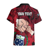 Personalised Fathers Day Polynesian Islands Samoa Hawaiian Shirt Dad Ou Te Alofa Ia Te Oe Tama - Red Polynesian Flowers Tribal LT9 - Polynesian Pride
