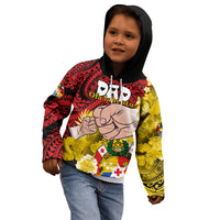 Personalised Dads Day Tonga Kid Hoodie Dad Ofa lahi atu - Polynesian Flowers Tribal LT9 - Polynesian Pride