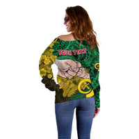 Personalised Dads Day Vanuatu Off Shoulder Sweater Dad Mi lavem yu - Polynesian Flowers Tribal LT9 - Polynesian Pride