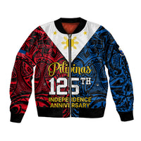 Polynesian Philippines Bomber Jacket Pilipinas Flag Style for 125th Independence Anniversary Black LT9 Unisex Black - Polynesian Pride