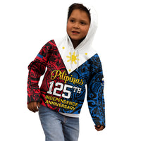 Polynesian Philippines Kid Hoodie Pilipinas Flag Style for 125th Independence Anniversary Black LT9 - Polynesian Pride