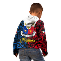 Polynesian Philippines Kid Hoodie Pilipinas Flag Style for 125th Independence Anniversary Black LT9 - Polynesian Pride