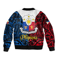 125th Independence Anniversary Philippines Sleeve Zip Bomber Jacket Polynesian Pilipinas Flag Style - Black LT9 - Polynesian Pride