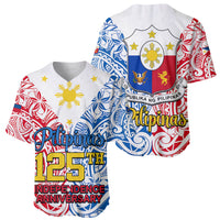 125th Independence Anniversary Philippines Baseball Jersey Polynesian Pilipinas Flag Style - White LT9 - Polynesian Pride