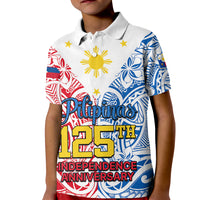 125th Independence Anniversary Philippines Kid Polo Shirt Polynesian Pilipinas Flag Style - White LT9 Kid White - Polynesian Pride