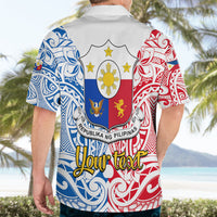 Personalised 125th Independence Anniversary Philippines Hawaiian Shirt Polynesian Pilipinas Flag Style - White LT9 - Polynesian Pride