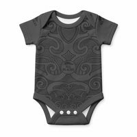 New Zealand Rugby Baby Onesie All Black Fern with Maori Tribal Pattern