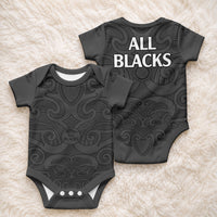 New Zealand Rugby Baby Onesie All Black Fern with Maori Tribal Pattern